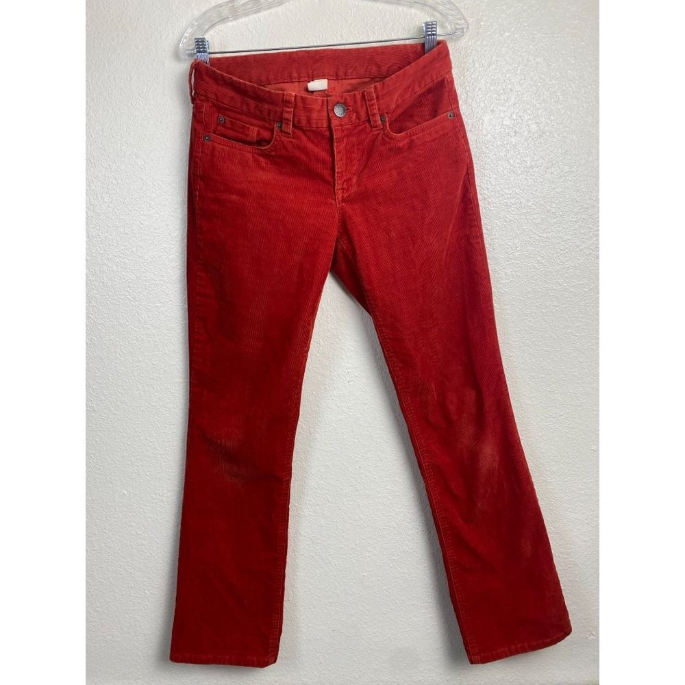 J.Crew Womens Corduroy Pants size 27 Short Red Cotton Blend Straight leg Y2K 90